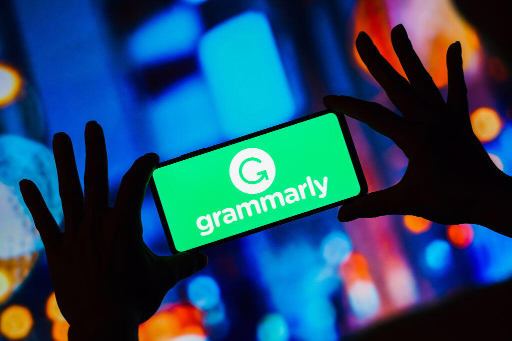 Grammarly logo on smartphone